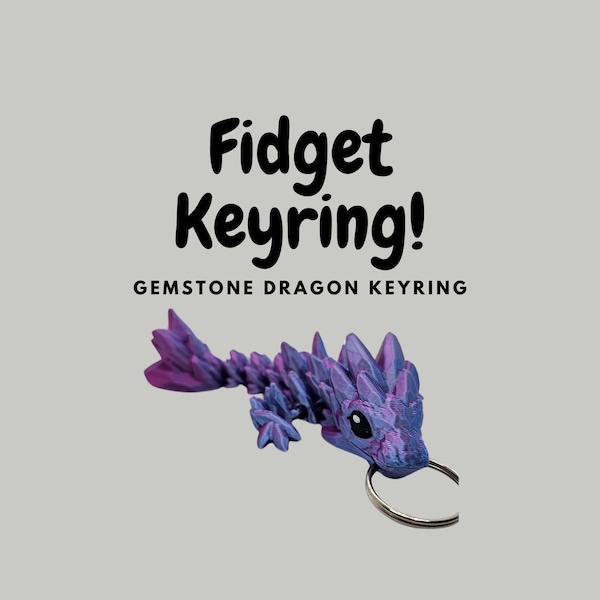 Gem dragon keyring, fidget keychain, articulated dragon, cinderwing dragon keyring. Hand painted eyes