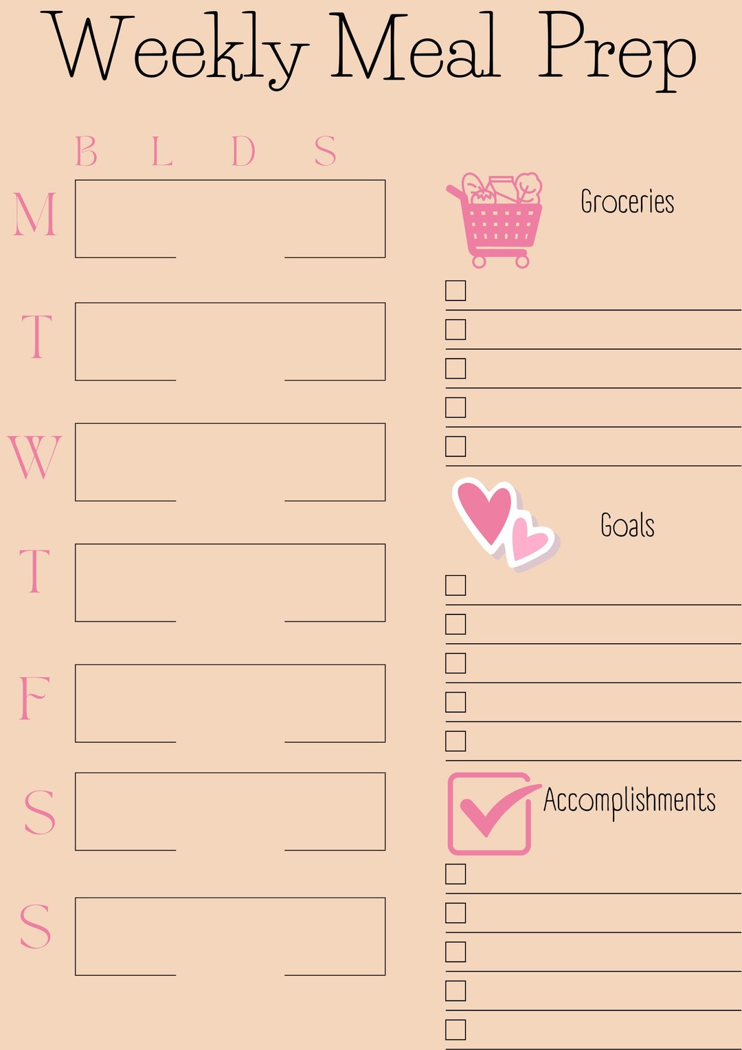 Meal Prep Printable Etsy