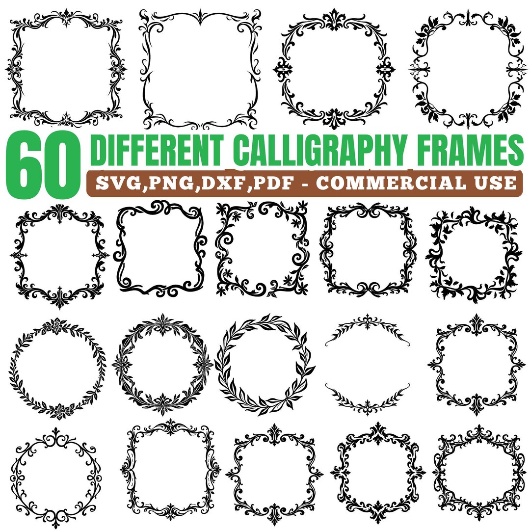 Calligraphy Decorative Frame Svg Png Pdf & Dxf Bundle for Cricut ...
