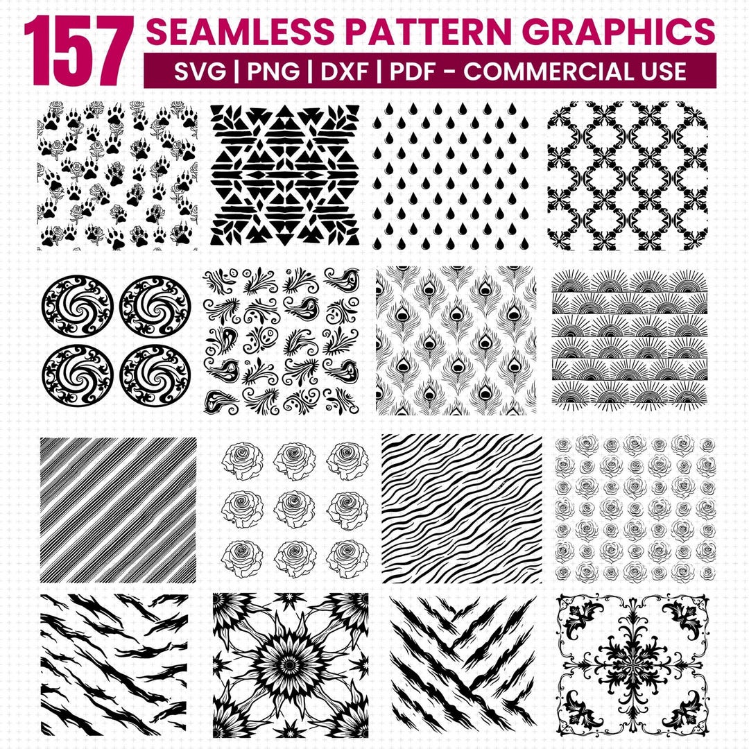 Seamless Pattern Graphics Svg Png Pdf & Dxf Bundle for Vinyl Crafts ...