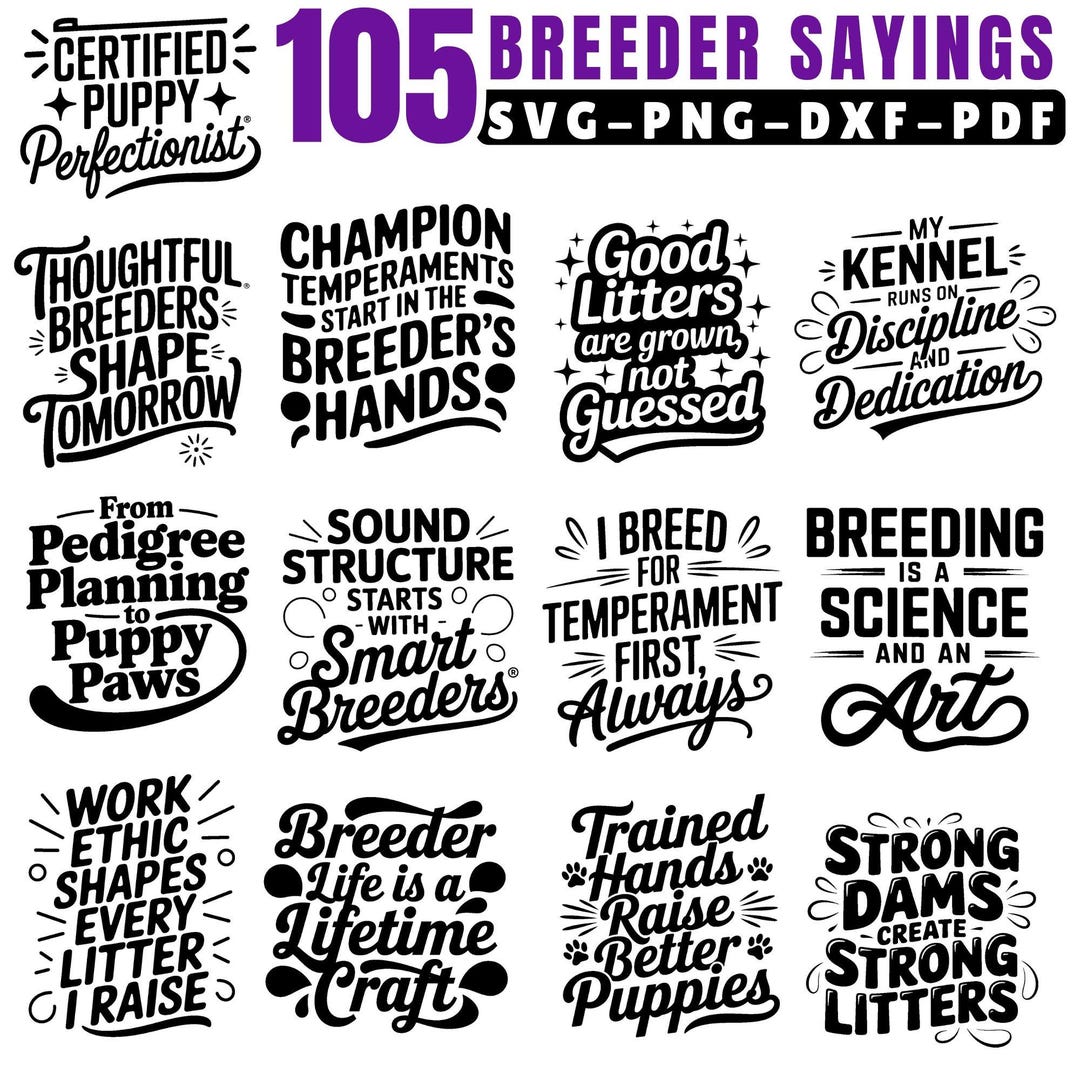 Breeder Sayings SVG Bundle | Kennel Signs, Dog Breeding (digital ...