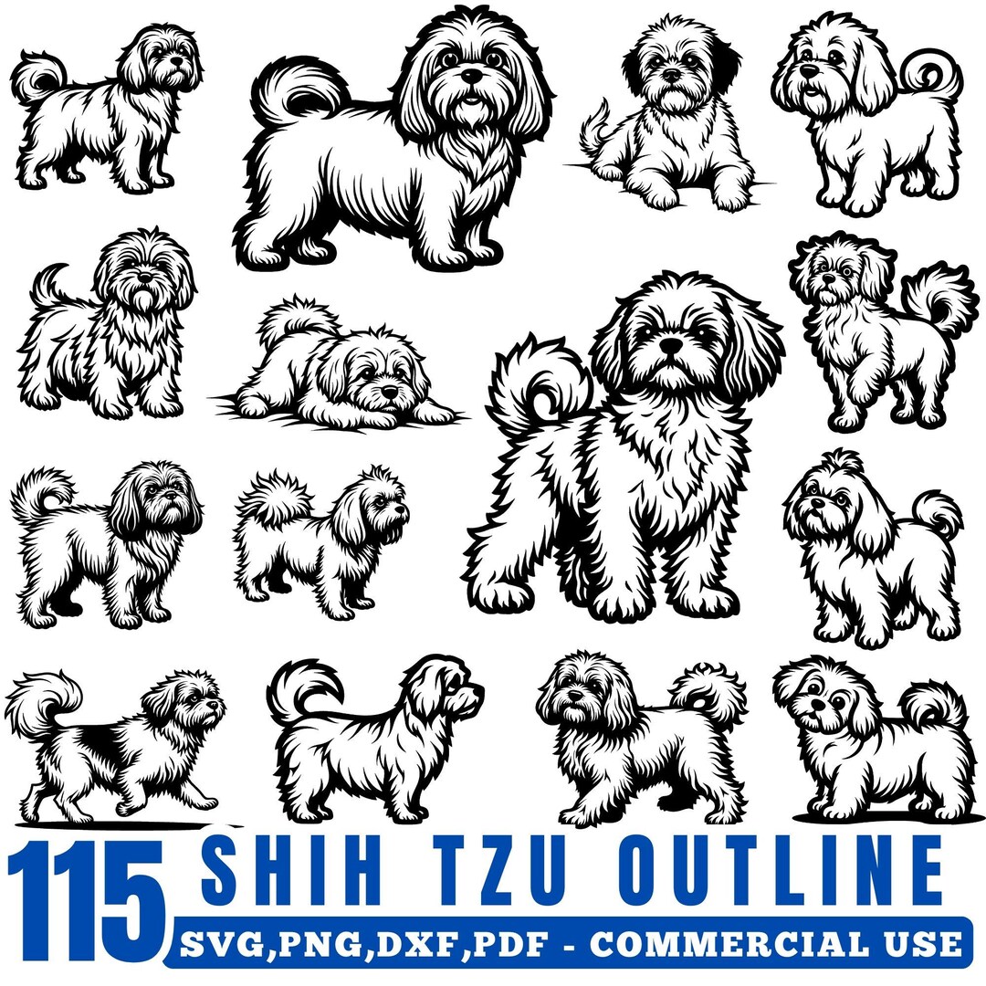 Shih Tzu Outline Bundle (digital Download Svg, Png, Dxf) DIY