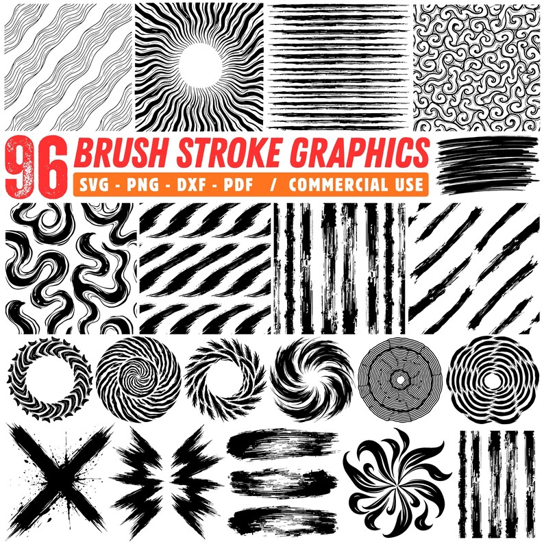 Brush Stroke Seamless Patterns Svg Png Pdf & Dxf Bundle for Cricut ...