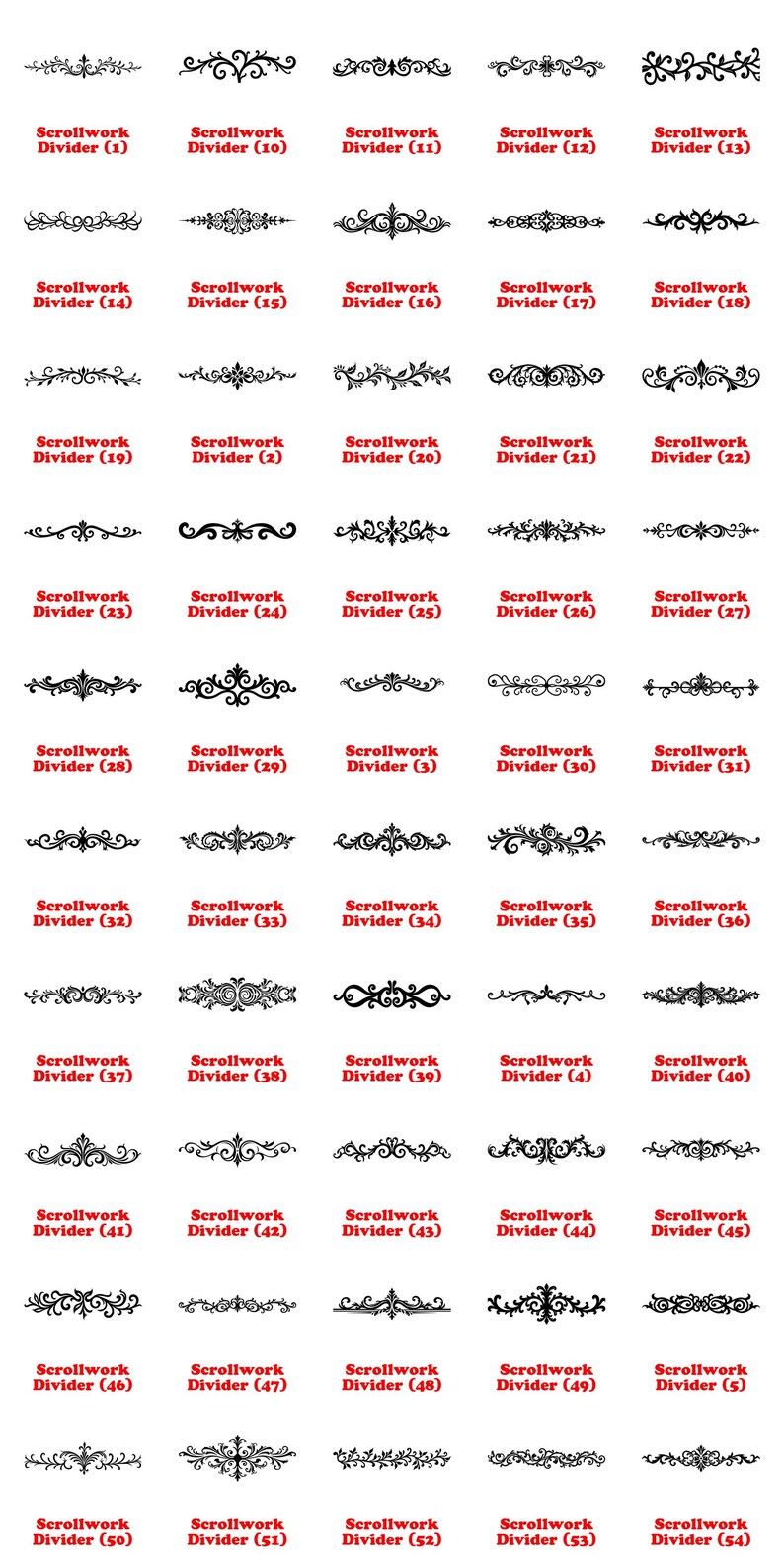 Scrollwork Divider Strips Svg Png Pdf & Dxf Bundle for Cricut Instant ...