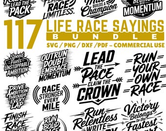 Life Race Sayings SVG Bundle, Motivational Running Quotes, Marathon Fitness Cut Files, Cricut Designs, instant downloads