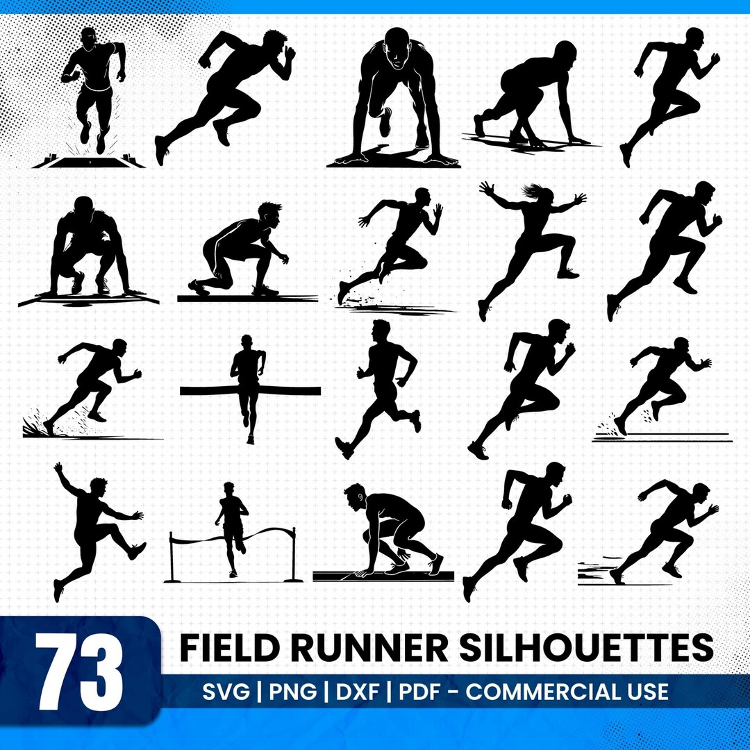 Track and Field Runner Silhouettes Svg Png Pdf & Dxf Bundle for ...