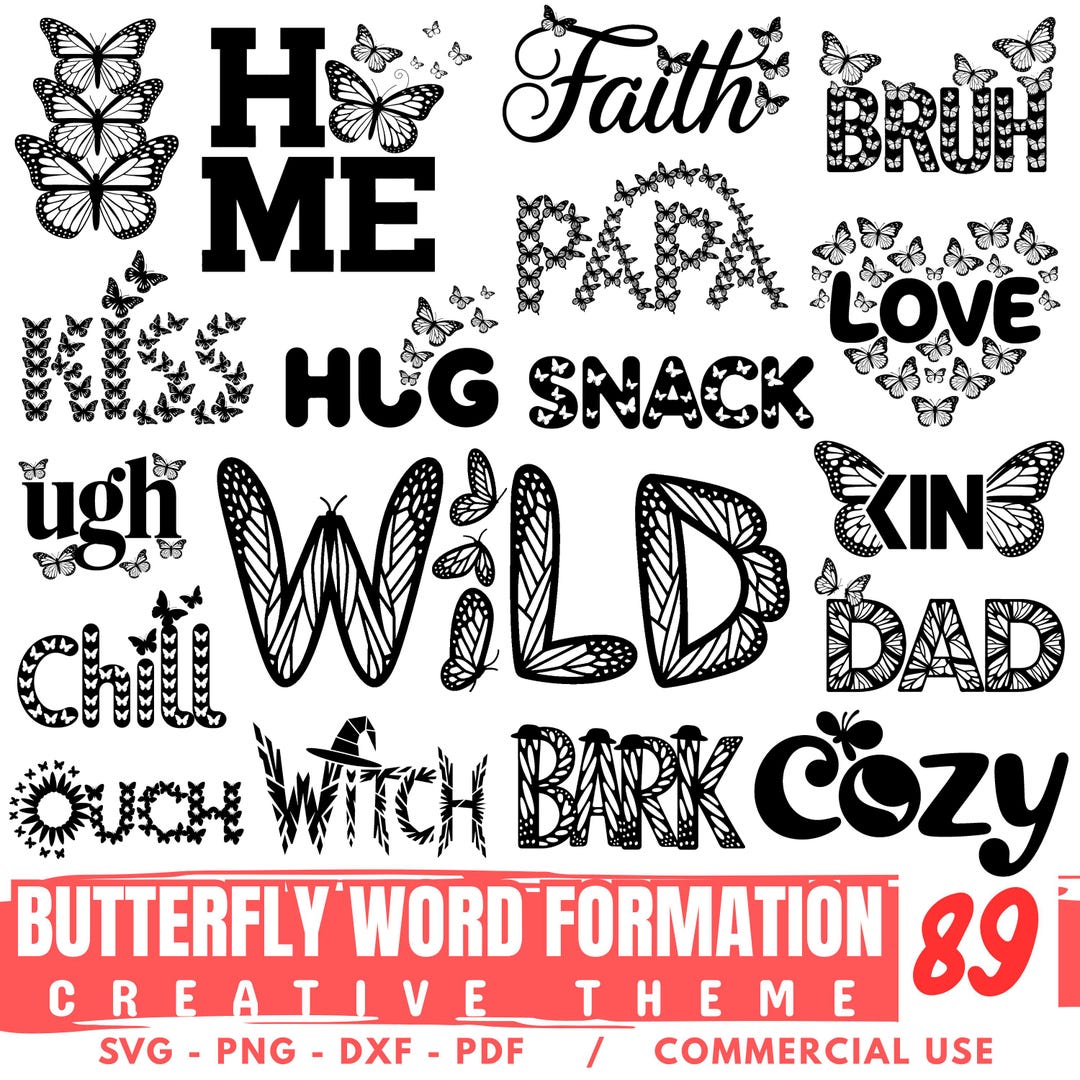 Butterfly Word Art SVG Bundle: Cricut Ready (digital Download) - Etsy
