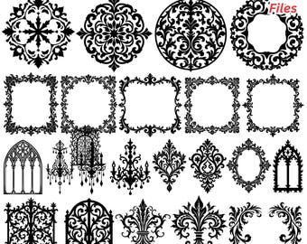 Baroque Frame SVG Bundle, Elegant Decorative Patterns (Digital Download)