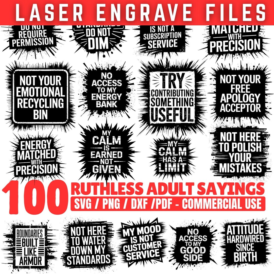Pretty Ruthless Svg Laser Engrave Files for Ruthless Adult Sayings Svg Png Pdf & Dxf Bundle ...