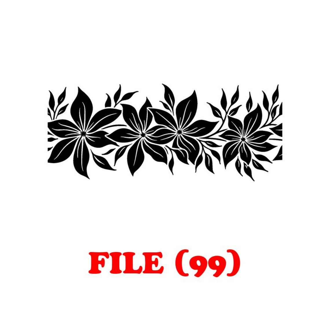 Tropical Flower Floral Border Strip SVG Bundle, Repeat Horizontal ...