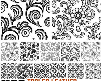 Tooled Leather Floral Pattern SVG Bundle | Seamless Boho Vector (Digital Download)