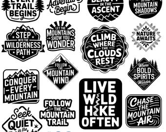 Mountain Escape Sayings Laser Engrave Bundle, Cabin & Hiking Quotes for Wood, Metal, Acrylic, instant downloads