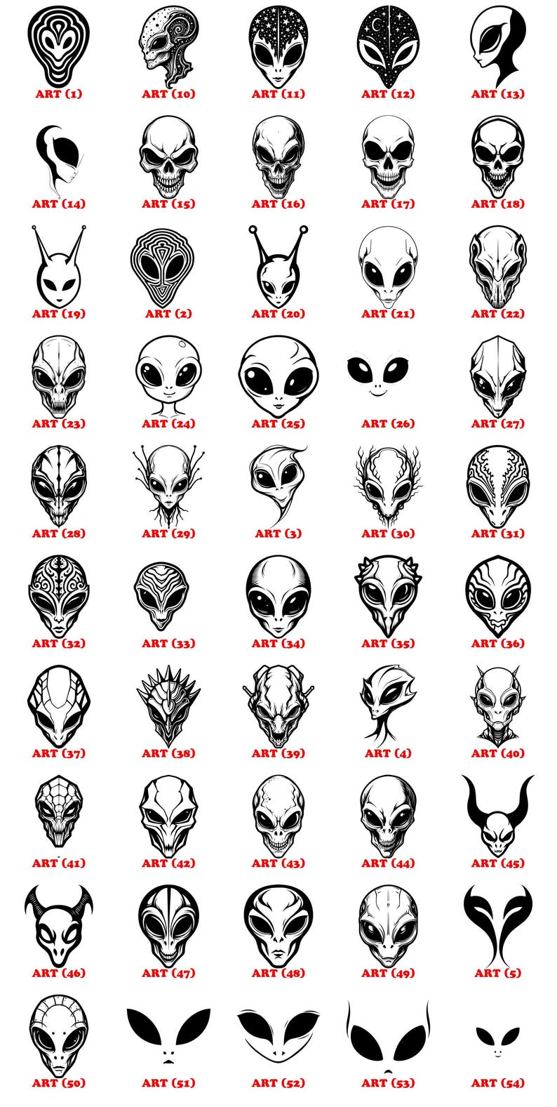 Alien Head SVG Bundle | Funny UFO Designs Svg Png Pdf & Dxf Bundle ...
