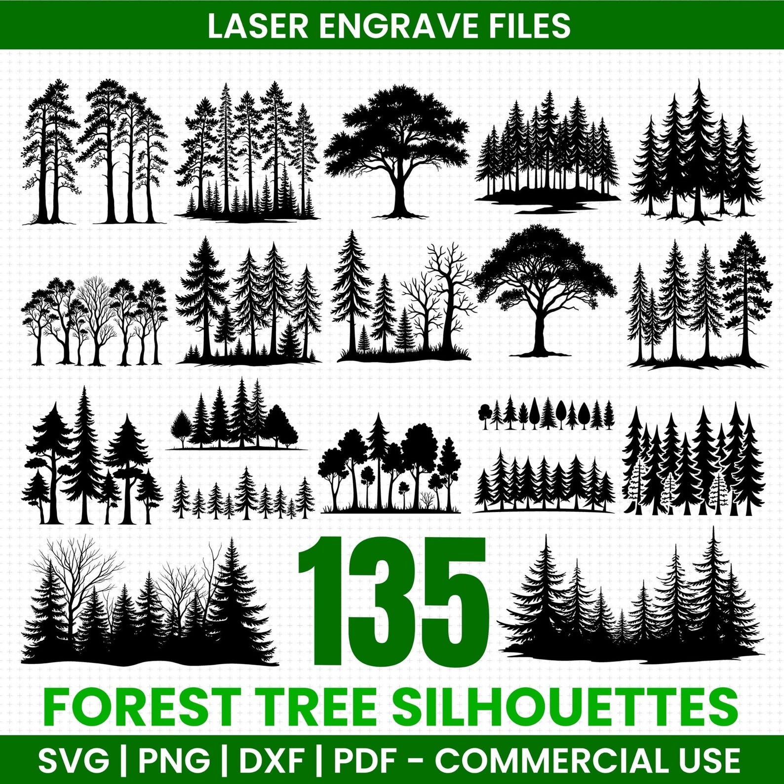 Forest Sign Dxf File Forest Tree Silhouettes Svg Png Pdf & Dxf Bundle for Vinyl Crafting ...