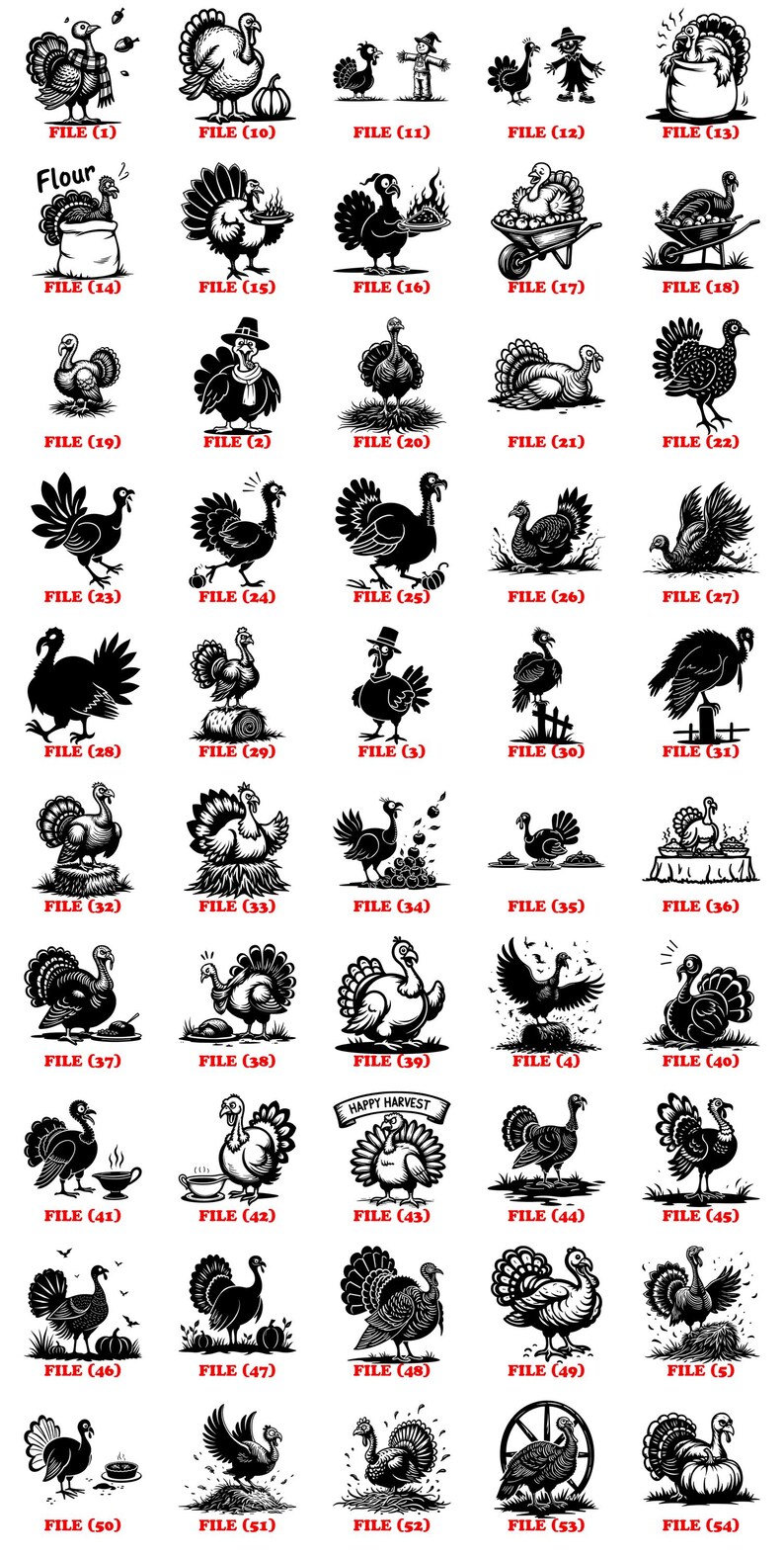 Grumpy Turkey Graphics Svg Png Pdf & Dxf Bundle Instant Downloads - Etsy