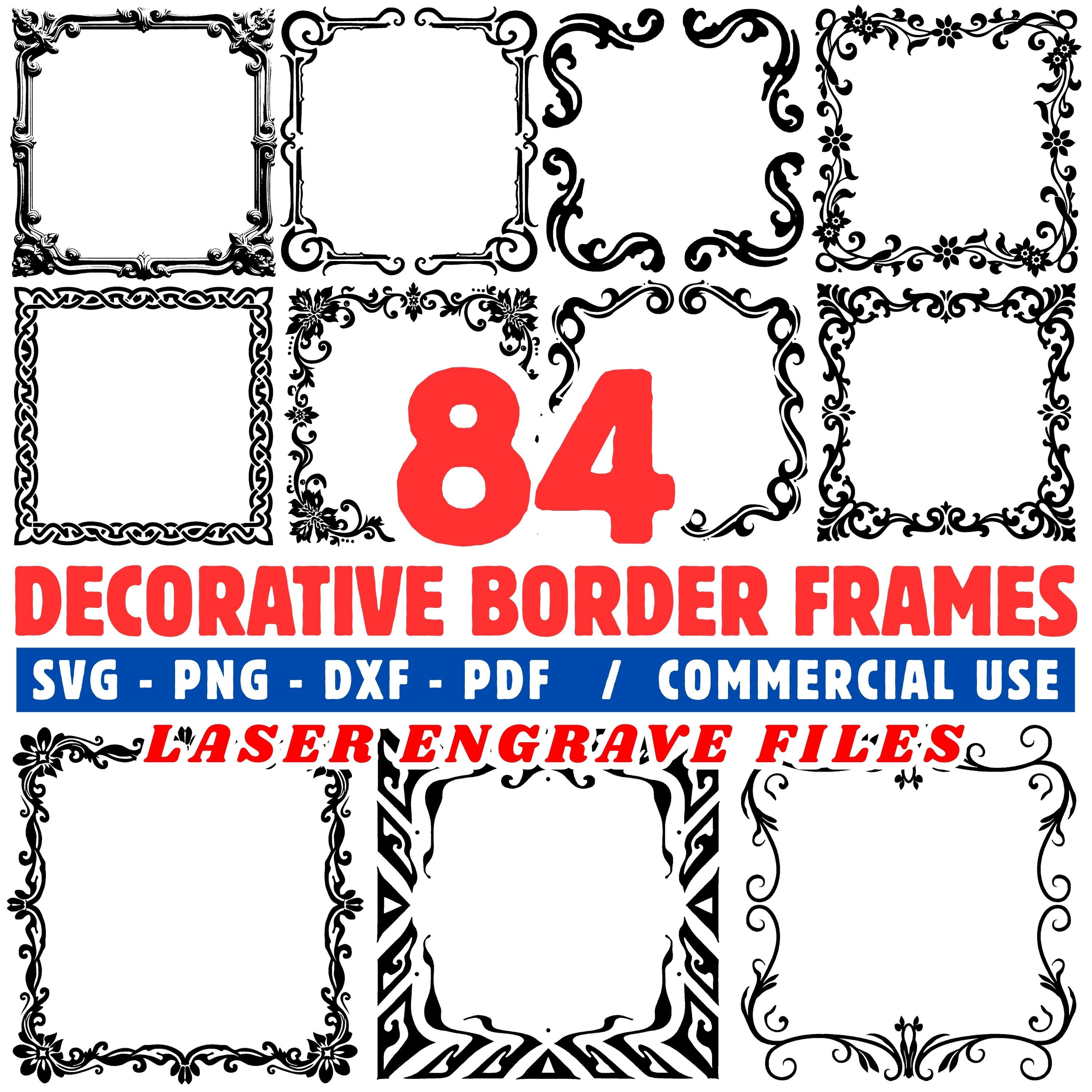 Decorative Border Frames: Laser Engrave Files (svg, Png, Pdf & Dxf) - Etsy