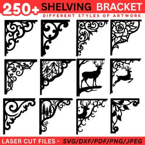 Progetti di staffe per mensole tagliate al laser, file CNC Plasma Glowforge (download digitale)