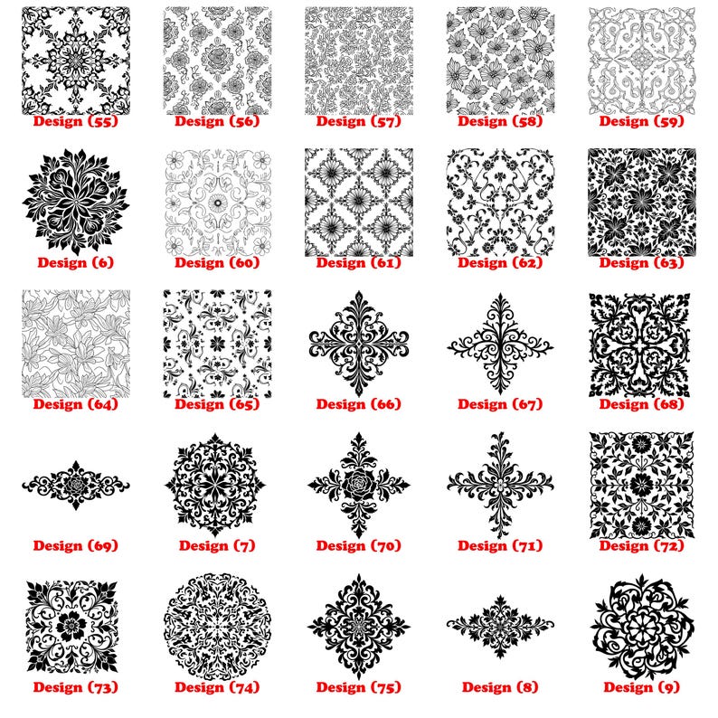 Floral Filigree Seamless Pattern Bundle (svg, Png, Pdf, Dxf) - Etsy