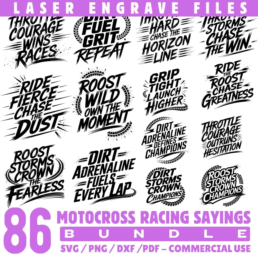 Motocross Racing Sayings Laser Engrave Bundle, Dirt Bike Designs ...
