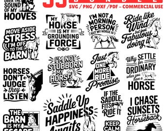 Horse Ride Sayings SVG Bundle for Laser Engraving, Equestrian Quotes, Wood Engraved Horse Designs instant downloads