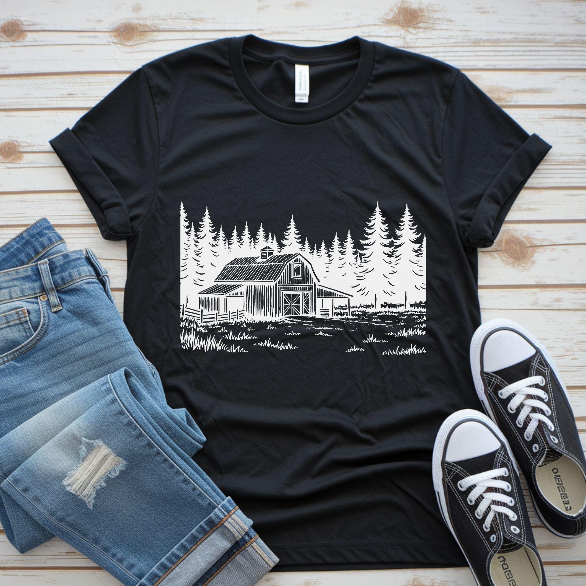 Rustic Barn Countryside Scene SVG Bundle, Farmhouse & Country Landscape ...