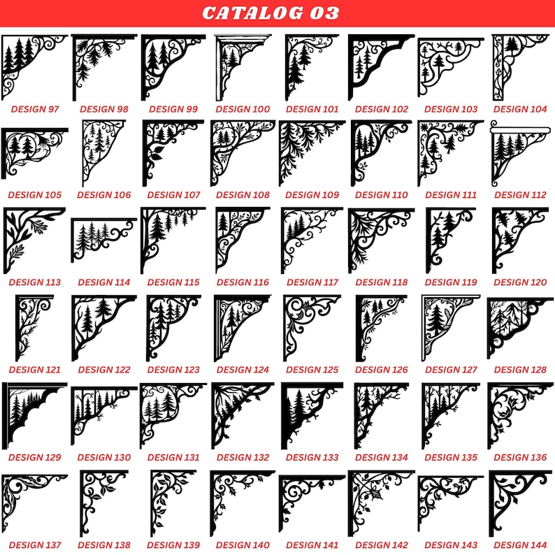 Bracket Patterns Laser Cut Shelf Bracket Designs, CNC Plasma Glowforge Files (digital ...