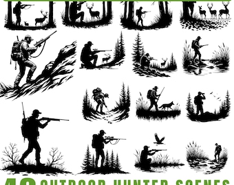 Pliki do grawerowania laserowego Outdoor Hunter Svg Png Pdf i DXF Bundle do natychmiastowego pobrania