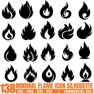 Paquete de siluetas de llamas minimalistas (SVG, PNG, PDF y DXF) para descargas instantáneas de Cricut