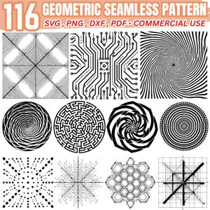 幾何学的な線画パターンバンドル、Cricut Crafts（SVG、PNG、PDF、DXF）