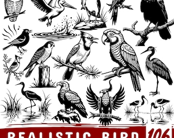 Bird Engraving Vector Bundle, Wildlife Designs (svg, png, pdf, dxf)