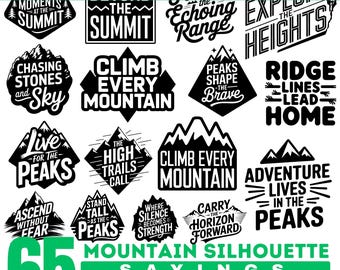 Mountain Silhouette Laser SVG Bundle | Engraving Adventure Quotes & Outdoors Sayings, instant downloads