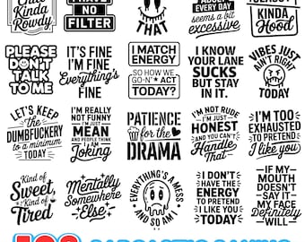Sarcastic Sayings SVG Bundle | Funny Laser Cut Files (pdf, png, dxf)
