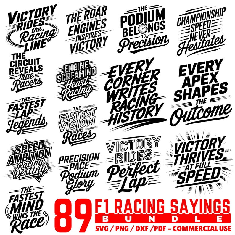 F1 Racing Sayings SVG Bundle | Formula 1 Car Quotes for Shirts, Mugs ...