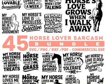 Horse Lover Sarcasm Laser SVG Bundle, Funny Equestrian Quotes for Engraving, instant downloads