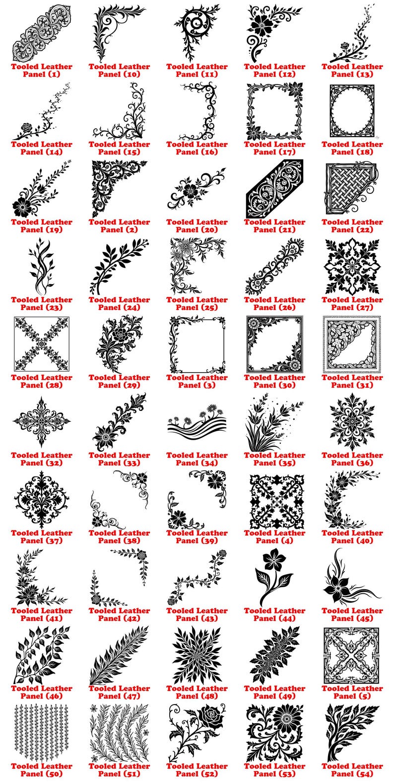 Laser Engrave Files Tooled Leather Panel Floral Svg Png Pdf & Dxf ...
