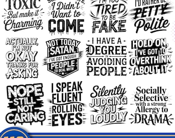 Lustige sarkastische Zitate SVG Bundle: Sarkasmus Designs für Cricut, Shirts, Tassen (digitaler Download)