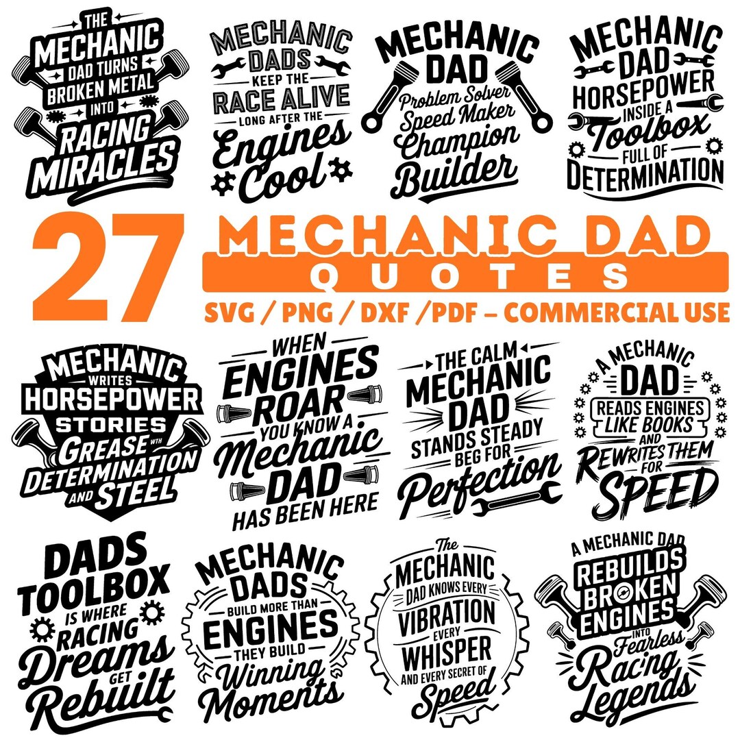 Mechanic Dad Quotes SVG Bundle Funny Garage Sayings Auto Repair Dad ...