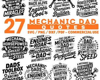 Mechanic Dad Quotes SVG Bundle Funny Garage Sayings Auto Repair Dad Shirt Designs Cricut Files instant downloads