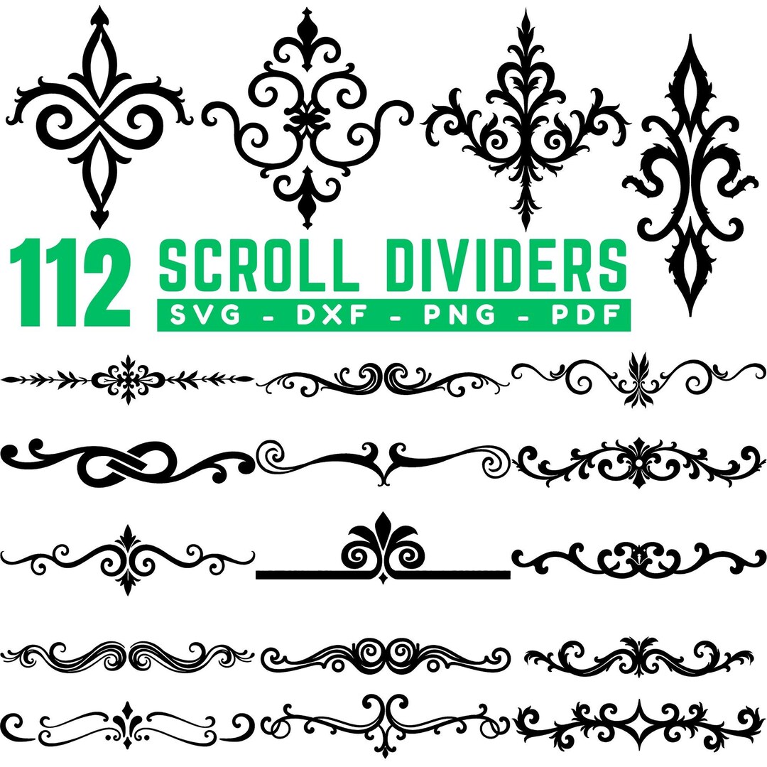 Scroll Dividers Svg Png Pdf & Dxf Bundle for Cricut and Silhouette ...