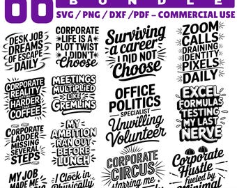 Pliki do grawerowania laserowego dla Corporate Snark Svg Png Pdf i Dxf Bundle do natychmiastowego pobrania