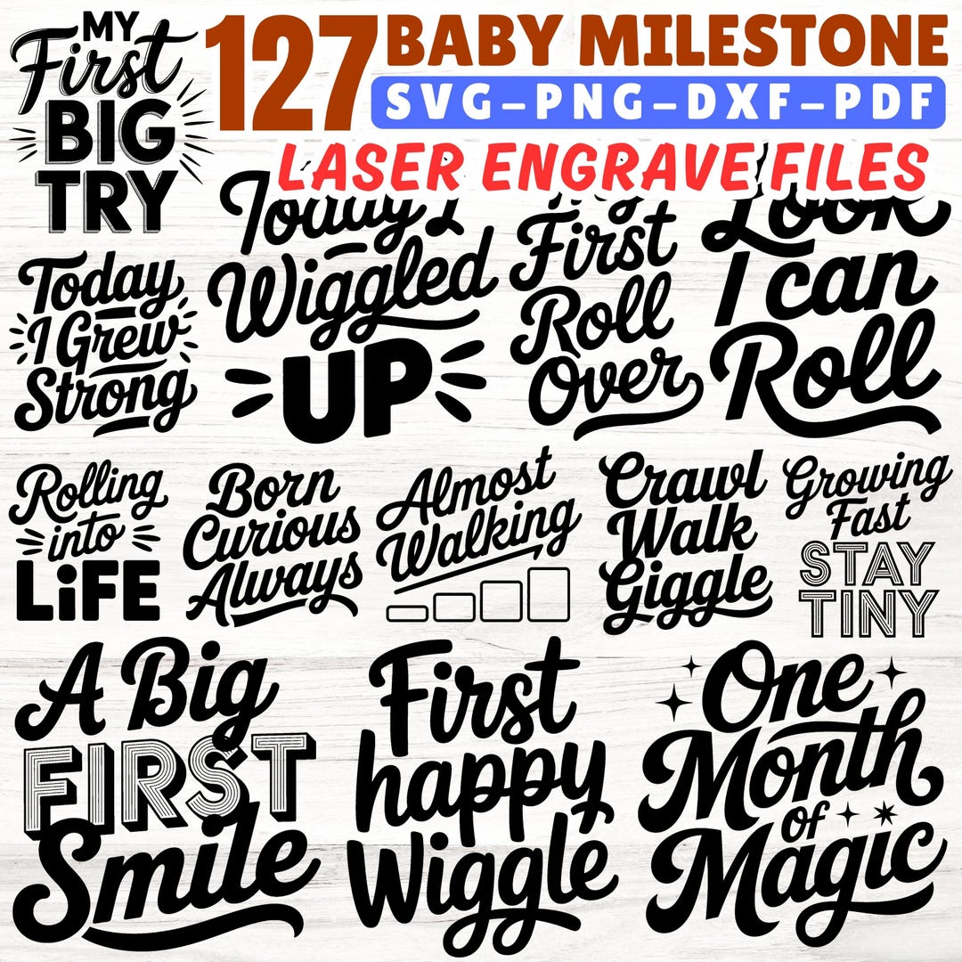 Baby Milestone SVG Bundle, Laser Engrave Files (digital Download) - Etsy