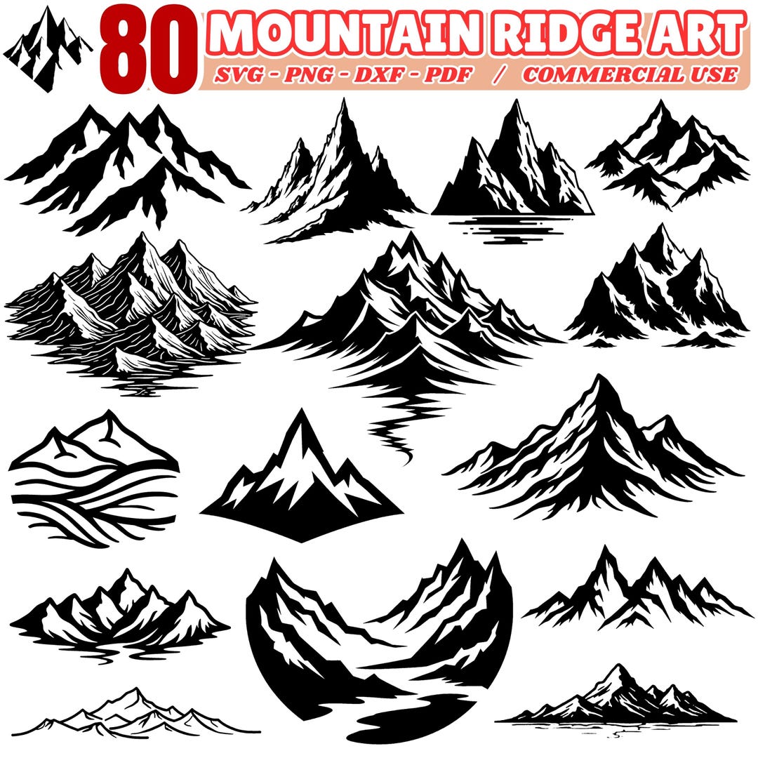 Rustic Ridge Svg Mountain Ridge Art SVG Bundle, Minimalist Landscape (digital Download ...