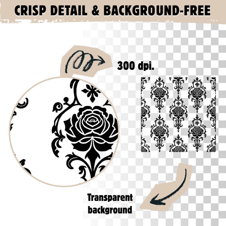 Gothic Rose Filigree Seamless Pattern Bundle for Laser Engraving ...