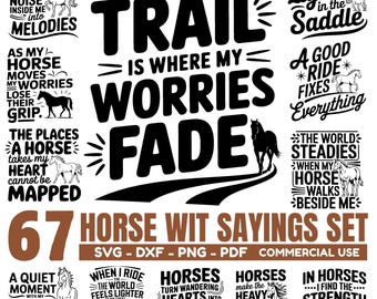 Horse Wit Sayings SVG Bundle Funny Equestrian Quotes Western Ranch Humor Files instant downloads