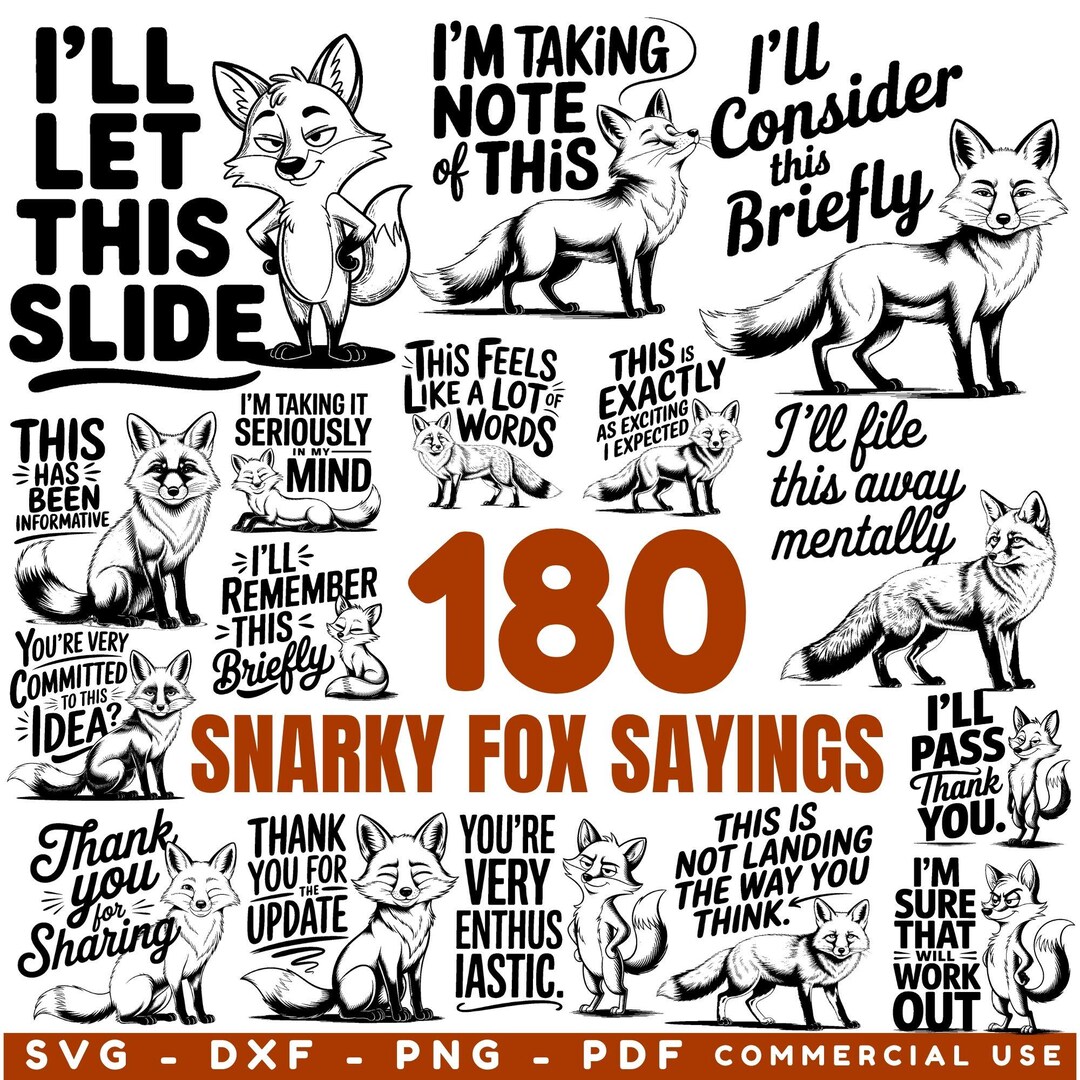 Fox Racing Sayings Snarky Fox Sayings Svg Png Pdf & Dxf Bundle for Funny Vinyl Crafts ...