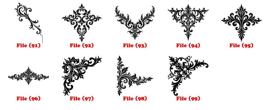 Corner Filigree Decorations SVG PNG PDF Dxf Bundle for Craft Instant ...