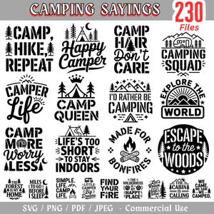 Camping Svg Bundle Svg Png Pdf | Boho Campfire Cricut Files | Happy Camper Svg | Adventure Tent Bonfire S&#39;mores Cut Files | Instant Download