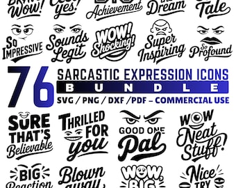 Playful Sarcastic Expression Icons Laser Engraving SVG Bundle for Crafts & Gifts, instant downloads