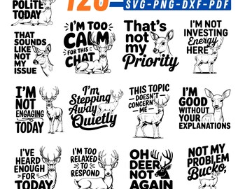 Paquete de archivos grabados con láser: frases de ciervos, SVG, PNG, PDF y DXF para descargas instantáneas de Slate Art