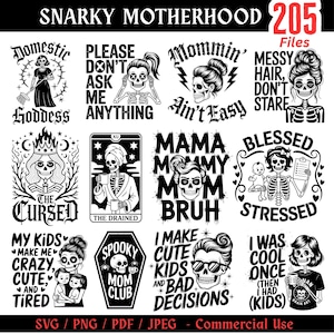 Motherhood Skeleton Svg Bundle Funny Mom Skulls Svg Png Pdf files | sarcastic svg quotes | sassy mom cricut file | instant download